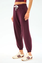 Andie Oversized Fleece Sweatpant - Dark Cherry
