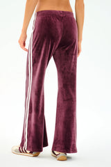 Heritage Velour Pant - Dark Cherry/White