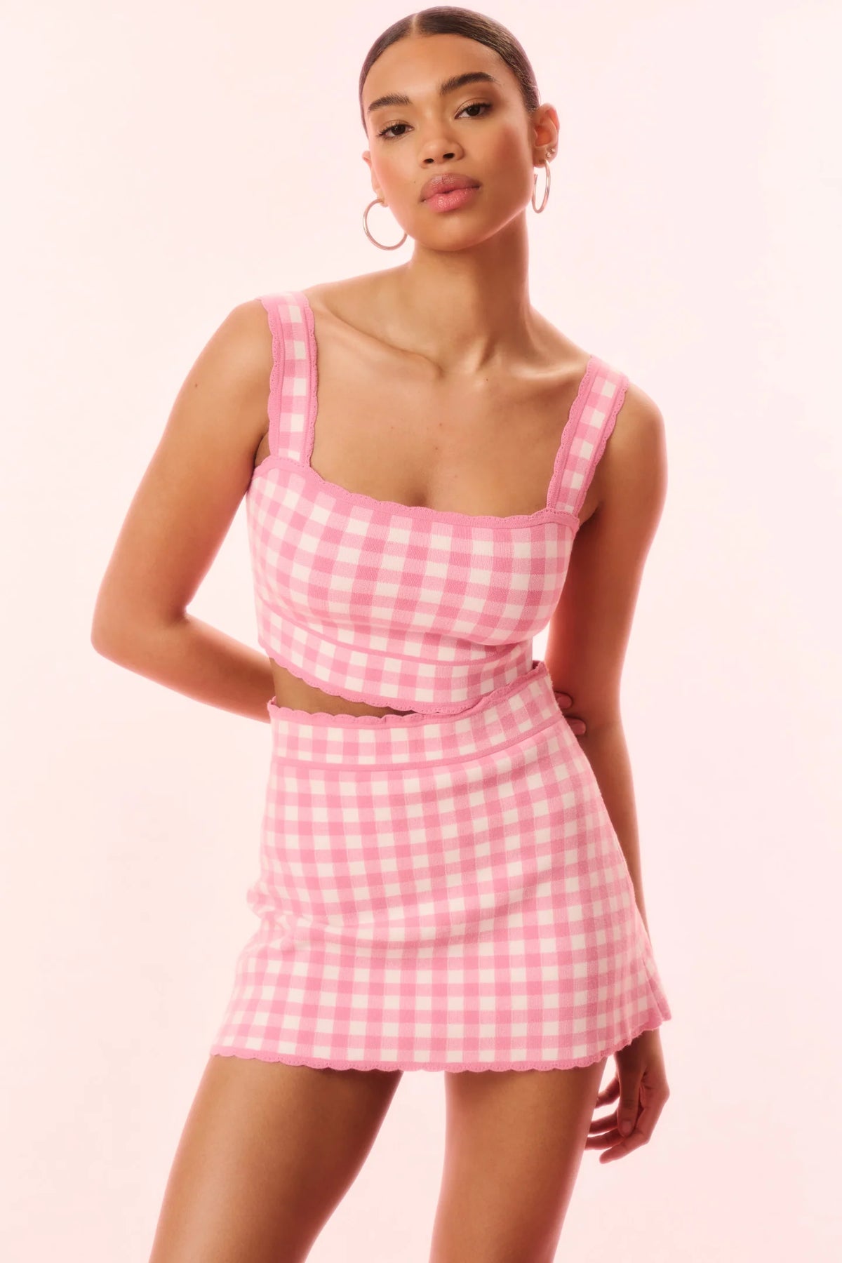 Muna Checkered Knit Mini Skirt