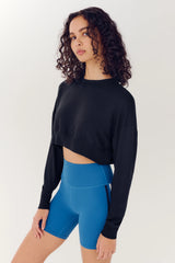 Noah Fleece Crop Sweatshirt - Black