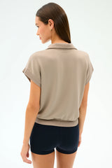 Evie Fleece Sleeveless Polo - Latte