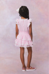 Girls Janelly Cotton Stripe Dress- Captiva Pink