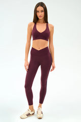 Mia Rigor Legging w/ Stripe - Dark Cherry/Indigo