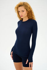 Louise Rib Long Sleeve - Indigo