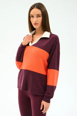 Katie Fleece Rugby - Dark Cherry/Valencia