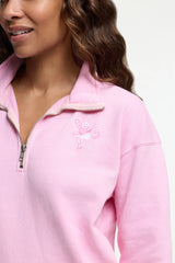 Couturebud x Roller Rabbit Sugarplum Lattice Half Zip Sweatshirt
