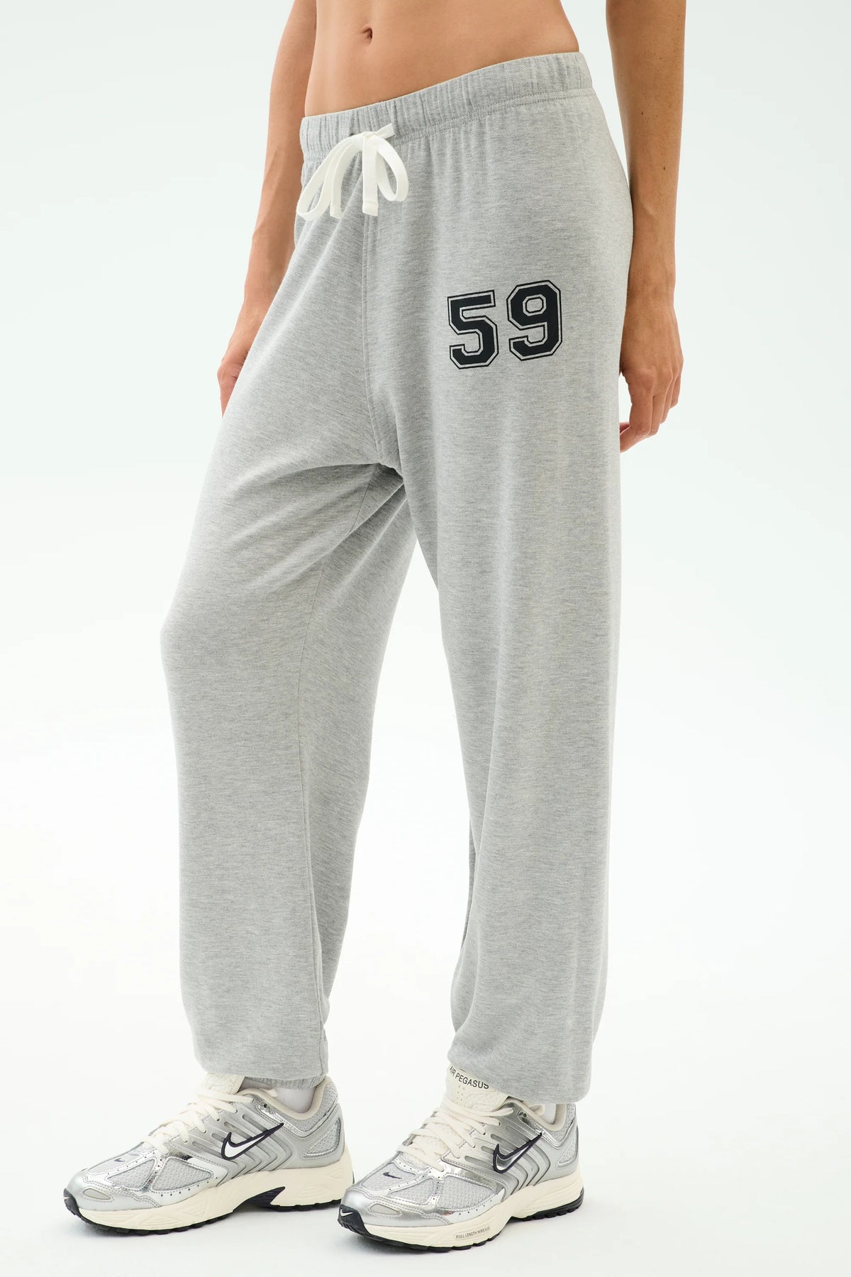 Andie Oversized Fleece Varsity 59 Sweatpant - Heather Grey/59