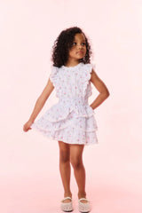 Girls Decker Cotton Floral Striped Dress