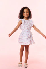 Girls Decker Cotton Floral Striped Dress