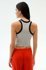 Kiki Rib Crop Tank - Heather Grey/Black