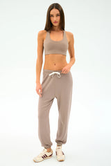 Andie Oversized Fleece Sweatpant - Latte