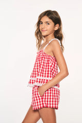 Girls Fiorella Cotton Gingham Top