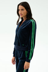 Heritage Velour Bomber - Indigo/Grass