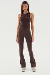 Raquel High Waist Flared Legging - Dark Chocolate