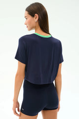 Djuna Crop Ringer - Indigo/Spearmint