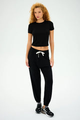 Andie Oversized Fleece Sweatpant - Black