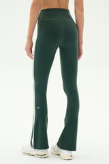 Raquel High Waist Flared Legging - Military/White