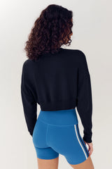 Noah Fleece Crop Sweatshirt - Black