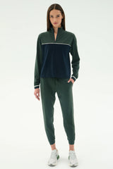 Millie Airweight Half Zip - Military/Indigo