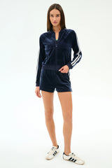 Heritage Velour Bomber - Indigo/White