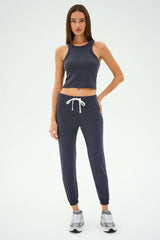 Kiki Rib Crop Tank - Graphite