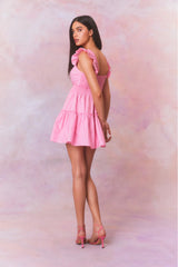 Poplar Flutter Sleeve Mini Dress - MELON KISS