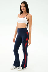 Raquel High Waist Flared Legging - Indigo/Lotus Red
