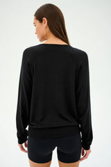 Bennie Fleece V Neck Sweatshirt - Black