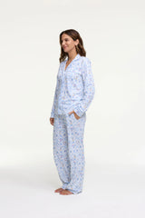 Couturebud x Roller Rabbit Starry Nights Lattice Long Sleeve Polo Pajamas