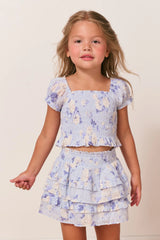 Girls Fabielle Heirloom Print Top - WHISPER BLUE