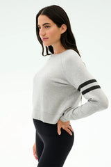 Brooks Stripe Fleece Sweatshirt - Heather Grey/Black
