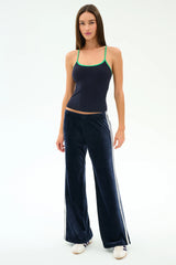 Heritage Velour Pant - Indigo/White