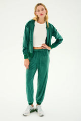 Rhys Velour Zip Up Hoodie - Arugula
