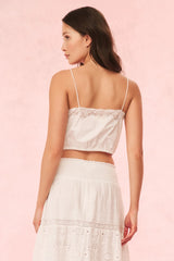 Aliaya Cropped Lace Bow Top