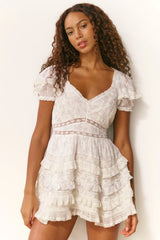 Nivara Lace Ruffle Mini Dress