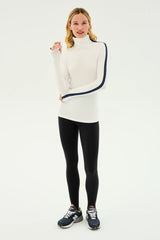 Jackson Rib Full Length Turtleneck - White/Indigo