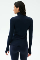Lennon Rib Turtleneck - Indigo/White