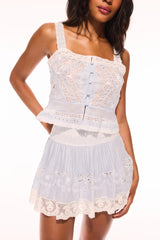 Levant Cotton Embroidered Mini Skirt