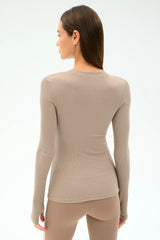 Louise Rib Long Sleeve - Latte