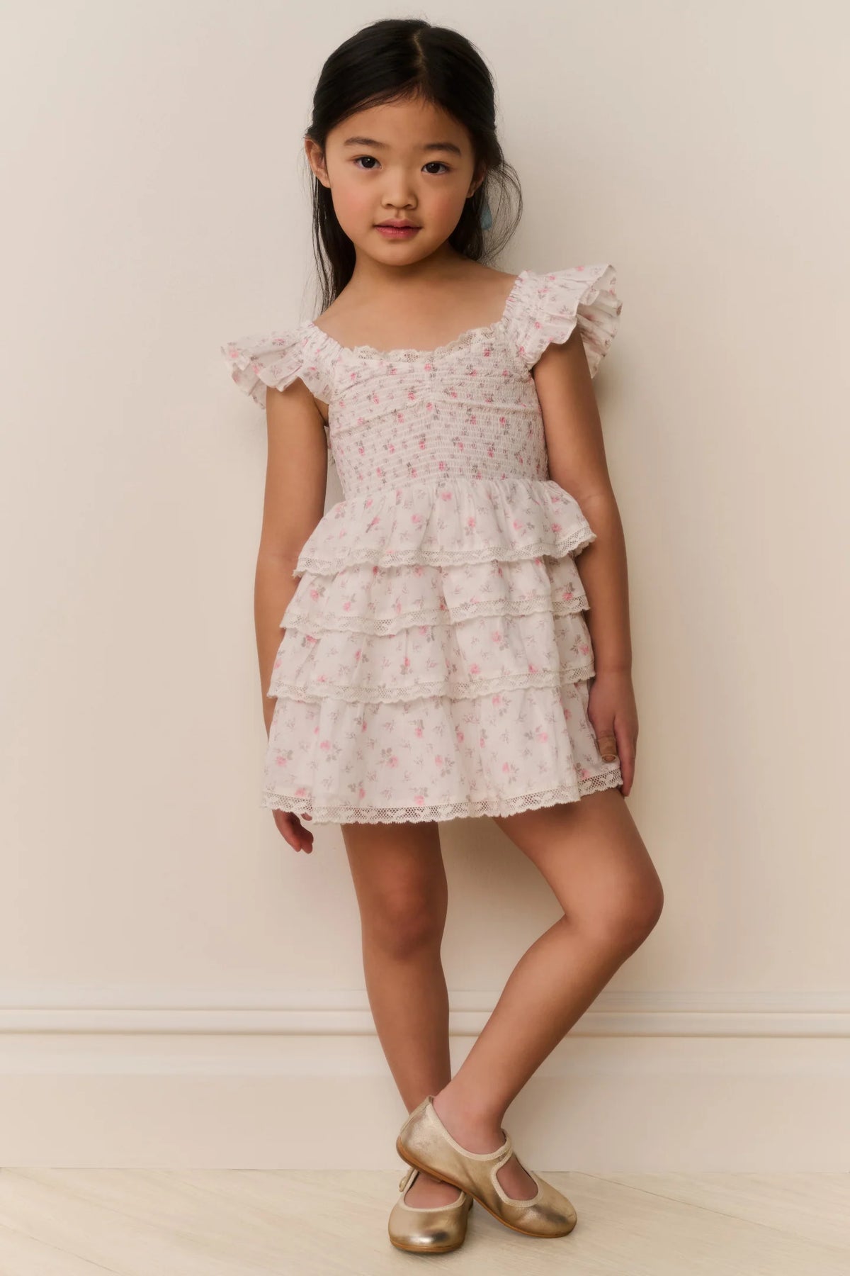 Little Girls Linoette Floral Cotton Dress
