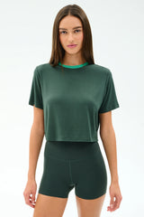 Djuna Crop Ringer - Military/Spearmint