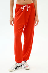 Andie Oversized Fleece Sweatpant - Lotus Red