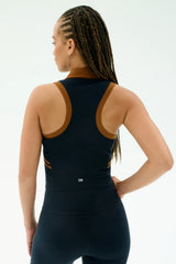 Austin Airweight Crop Polo - Indigo/Honey