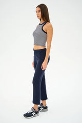 Kiki Rib Crop Tank - White/Indigo Stripe