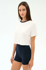 Djuna Crop Ringer - White/Indigo