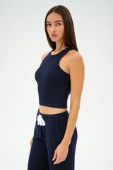 Kiki Rib Crop Tank - Indigo