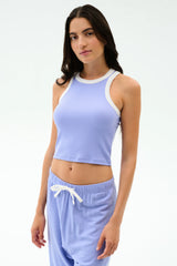 Kiki Rib Crop Tank - Purple Haze/White