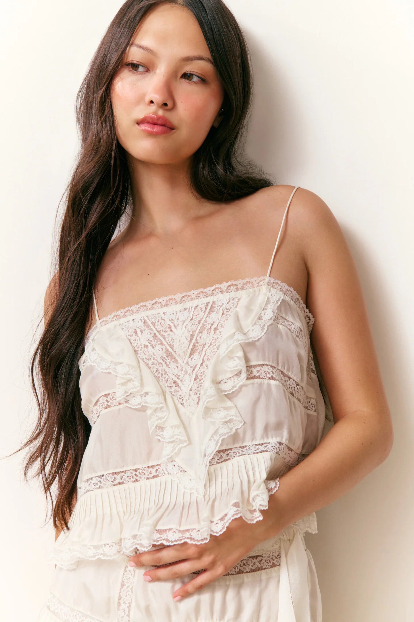 Ondeline Silk Lace Ruffle Cami – Couturebud