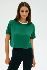 Djuna Crop Ringer - Arugula/White