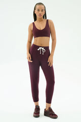 Reena Fleece 7/8 Sweatpant - Dark Cherry